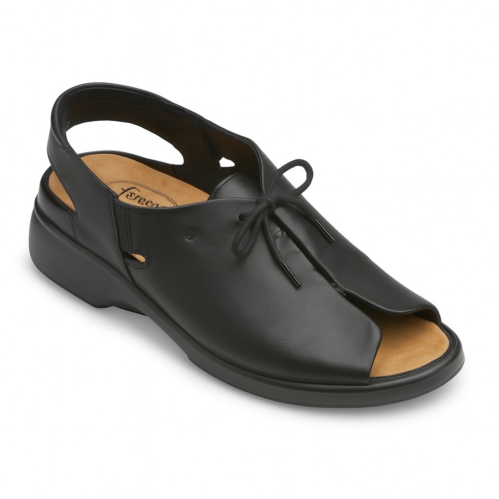 Durea Greenway Black Leather Open-Toe Comfort Sandal Size 7 UK 9 US